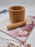 Bamboe Vijzel met Stamper - Kruiden & Specerijen Malen, Huis en Inrichting, Ophalen of Verzenden, Nieuw