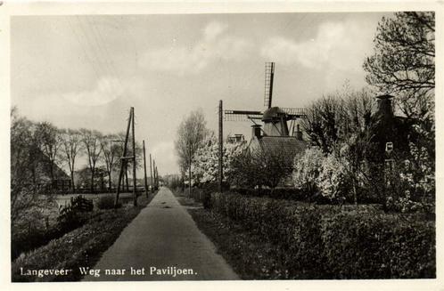 Langeveer - Weg naar het Paviljoen. - molen - 1947 gelopen, Verzamelen, Ansichtkaarten | Nederland, Gelopen, Overijssel, 1940 tot 1960