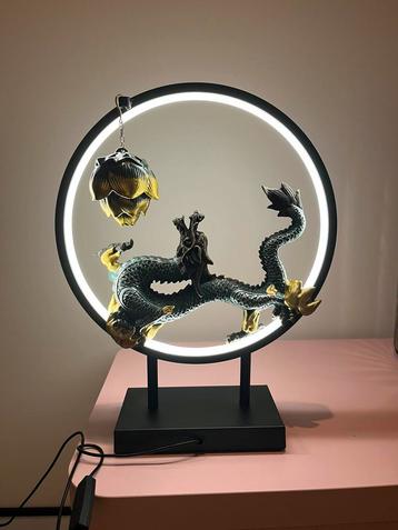 Chinese draak tafellamp met wierrookhouder