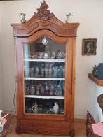 Antieke eikehouten vitrinekast, Ophalen, Gebruikt, 200 cm of meer, 50 tot 100 cm