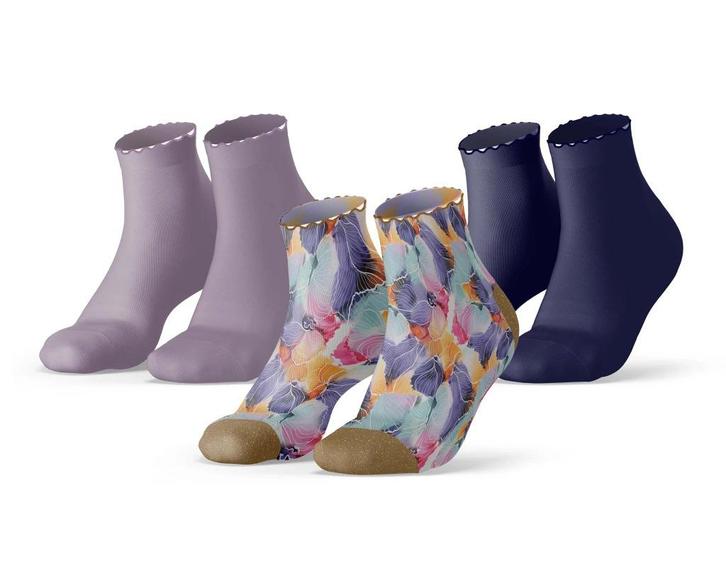 Oilpaint flower - maat 36-42 - 1 print, 2 effen sokken, Kleding | Dames, Sokken en Kousen, Nieuw, Sokken en Kniesokken, Maat 39 t/m 42