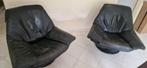 2 VINTAGE LOUNGE CHAIRS,  fauteuils Dutch Design zwart, leer, Huis en Inrichting, Fauteuils, Ophalen, Gebruikt