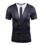 Heren smoking t-shirt (colbert stropdas shirt 3d shirt), Verzenden, Nieuw, Zwart