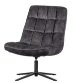 WOOOD Job Draaifauteuil - Velvet - Antraciet, Huis en Inrichting, Fauteuils, Ophalen, Overige materialen, Stoer, 75 tot 100 cm