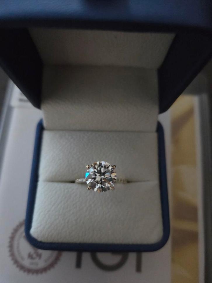 Ring 14K / Lab Grown Diamond 3.80ct IGI cert, Sieraden, Tassen en Uiterlijk, Ringen, Nieuw, Dame, Goud, Goud, Ophalen of Verzenden