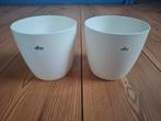 2 Mooie witte "Elho" bloempotten. Als nieuw!, Kunststof, Rond, Binnen, Ophalen of Verzenden