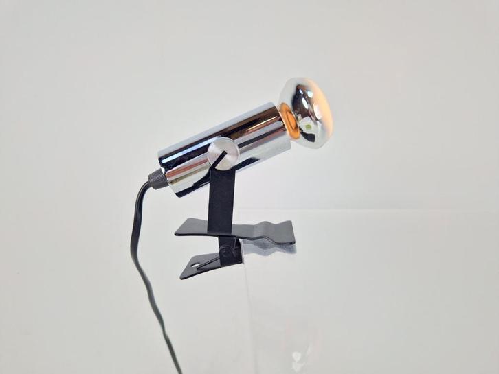 Vintage design tube klemspot spot Chrome lamp verstelbaar, Huis en Inrichting, Lampen | Spots, Gebruikt, Plafondspot of Wandspot