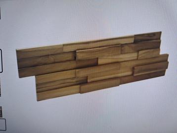 TEAKEA-TEAK PLAKHOUT 3D NATUREL HOUTEN WANDPANEEL NIEUW beschikbaar voor biedingen