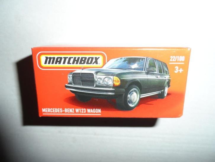 Matchbox Powergrabs - Mercedes-Benz W123 Wagon (zwart) 1:64, Hobby en Vrije tijd, Modelauto's | Overige schalen, Nieuw, Auto, Ophalen of Verzenden