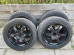 Asuka racing velgen 17 inch 4x100/114,3 met nieuwe banden, Ophalen, 215 mm, Velg(en), 17 inch