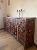 Handgeschilderd houten dressoir 204 cm, Ophalen, Vintage handgeschilderd, Met deur(en), Zo goed als nieuw