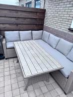 Mooie tuinset tafel en loungebank (met extra opbergruimte), Tuin en Terras, Tuinsets en Loungesets, Ophalen, 5 zitplaatsen, Gebruikt