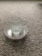 Melkkannetje - (met schaaltje) 12,5cm - antiek glas kristal, Ophalen of Verzenden