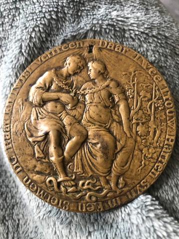 17e eeuwse Huwelijkspenning in Koper beschikbaar voor biedingen