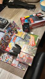 Nintendo Switch Neon + 10 Games, Ringfit, SD, Amiibo, Met games, Met 2 controllers, Ophalen of Verzenden, Zo goed als nieuw