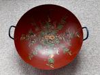 Gietijzeren fruitschaal met Hindelooper handbeschildering, Overige materialen, Schaal, Rond, Ophalen of Verzenden