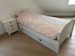 1-persoonsbed met uitschuifbed, nachtkastje en lattenbodem, Ophalen, Gebruikt, 90 cm, Eenpersoons