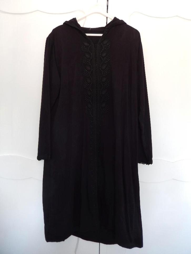 * Zwarte Marokkaanse kaftan jurk met kralen & capuchon 42/44, Kleding | Dames, Jurken, Zo goed als nieuw, Maat 42/44 (L), Zwart