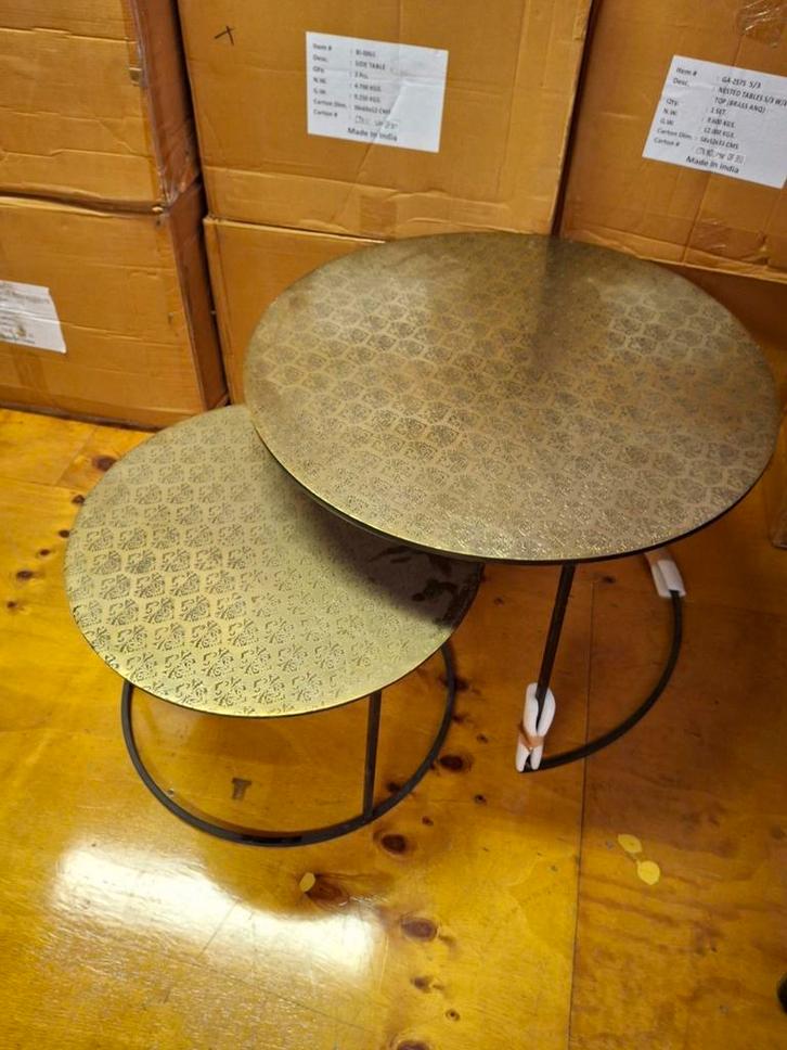 Nieuwe set ronde salontafels in het zwart of brons, Huis en Inrichting, Tafels | Salontafels, Nieuw, Minder dan 50 cm, 50 tot 100 cm