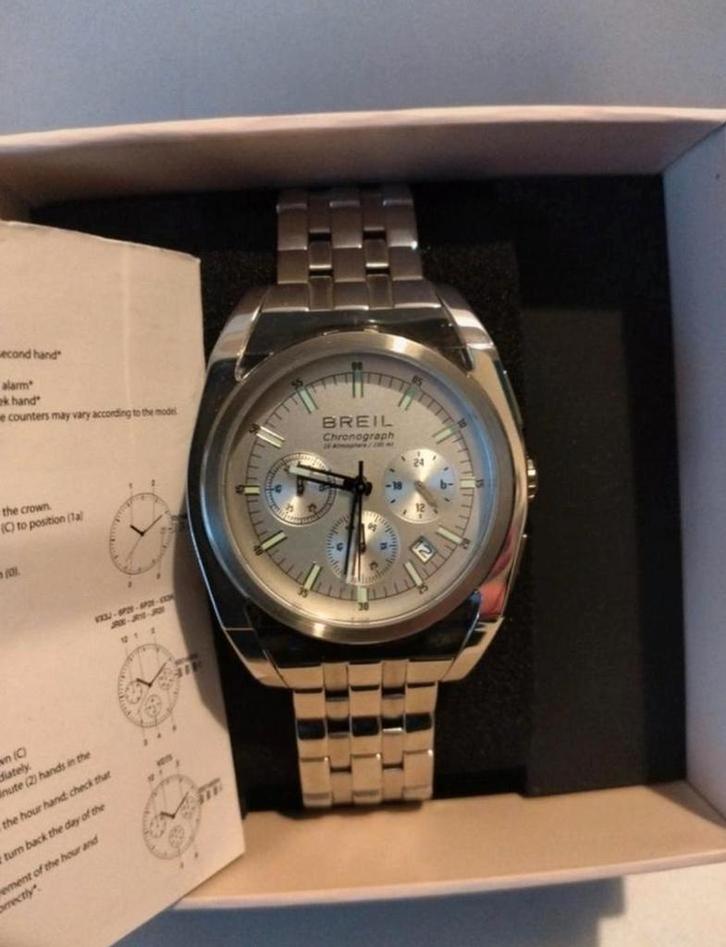 Breil Chronograph 100meter Swiss Made, Sieraden, Tassen en Uiterlijk, Sporthorloges, Nieuw, Android, Zilver, Ophalen of Verzenden