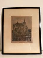 Willem  Wenckebach Tekening prent van kasteel Heeswijk, Antiek en Kunst, Kunst | Schilderijen | Klassiek, Ophalen of Verzenden