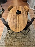 Ovale Oldwood Tafel + 4 Stoelen, Huis en Inrichting, Tafels | Eettafels, Ophalen, Gebruikt, 100 tot 150 cm, 150 tot 200 cm