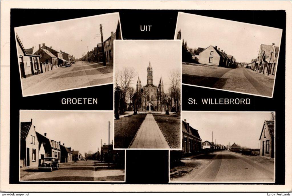 Groeten uit Sint Willebrord, Kerk 1953 (NB), Verzenden, 1940 tot 1960, Gelopen, Noord-Brabant