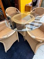 Tafel met stoelen riet, Ophalen, Gebruikt, Rond, 50 tot 100 cm