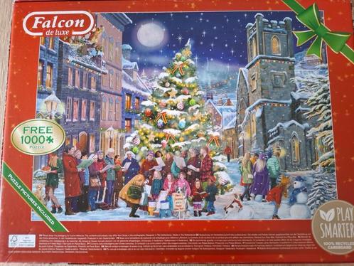 Falcon Kerstpuzzels 1000 stukjes, Hobby en Vrije tijd, Denksport en Puzzels, Zo goed als nieuw, Legpuzzel, 500 t/m 1500 stukjes