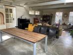 Design hele grote eettafel met houten blad, Huis en Inrichting, Tafels | Eettafels, Ophalen, Gebruikt, 100 tot 150 cm, 200 cm of meer