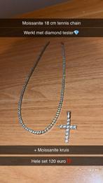 Moissanite Tennis Chain 18cm + Kruis - Diamant Look, Gebruikt, Ophalen of Verzenden, Steen of Mineraal, Met edelsteen