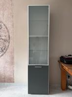 Hoge kast met glazen deur +dichte grijze deur, Ophalen, 200 cm of meer, Glas, 50 tot 100 cm