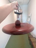 Vintage bruine metalen ufo hanglamp., Huis en Inrichting, Lampen | Hanglampen, Vintage, Ophalen of Verzenden, Zo goed als nieuw