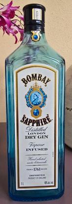 Blauwe fles Bombay Gin 1liter fles leeg, Verzenden, Gebruikt, Overige typen