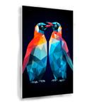 Twee Pinguïns in Geometrische Harmonie schilderij 40x60cm Fo, Nieuw, Verzenden