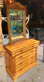 Vintage grenenhouten ladekast, commode met spiegel, Ophalen, 50 tot 100 cm, Zo goed als nieuw, Minder dan 100 cm