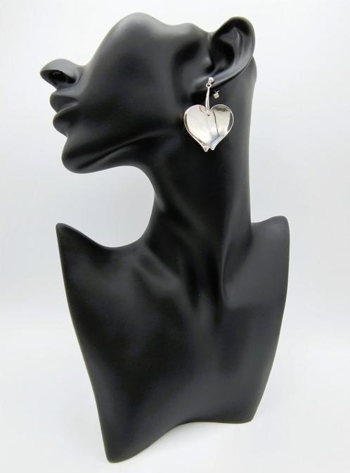 Zilveren oorbellen hartvorm, Italië, 925, Sieraden, Tassen en Uiterlijk, Oorbellen, Zo goed als nieuw, Hangers, Zilver, Zilver