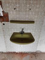 Groene wasbak, vintage, Huis en Inrichting, Badkamer | Badkamermeubels, Ophalen, Gebruikt, 50 tot 100 cm, Minder dan 100 cm
