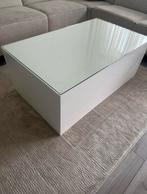 Moderne salontafel 70x120 cm met glasplaat, Ophalen, 100 tot 150 cm, 50 tot 100 cm, Zo goed als nieuw