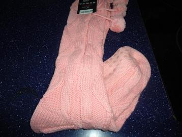 huissokken mt 35/38 rose , met kabelmotief en met antislip  beschikbaar voor biedingen