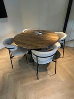 Eettafel Rond Massief Mango Hout 130cm ronde eettafel, Ophalen, Rond, Zo goed als nieuw, Metaal