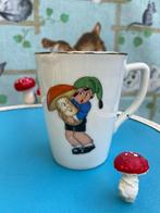 Vintage kinderbeker, mok, kabouter met paddestoel, Ca 1930, Ophalen of Verzenden
