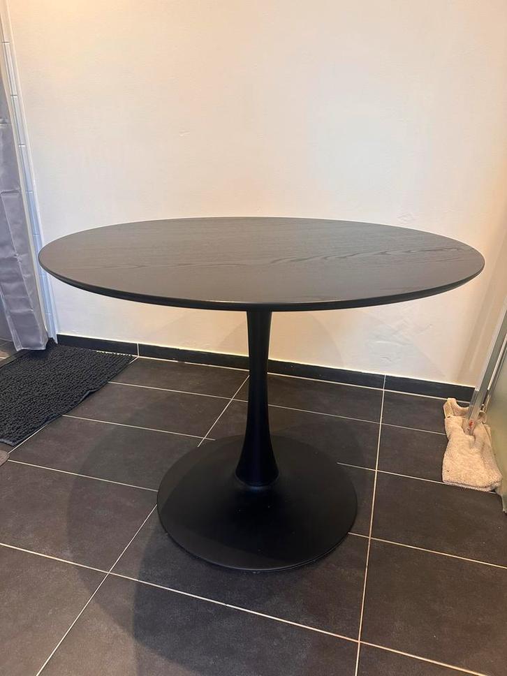 Ronde Tafel Zwart van Jysk, Huis en Inrichting, Tafels | Eettafels, Gebruikt, 50 tot 100 cm, 100 tot 150 cm, Vier personen, Rond