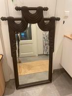 Vintage spiegel van donker hout en facetglas, Ophalen of Verzenden, Overige vormen, 50 tot 100 cm, 100 tot 150 cm
