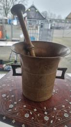 Grote koperen vijzel met stamper, Ophalen of Verzenden