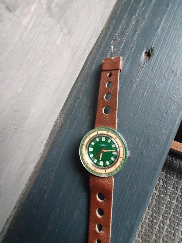 Vintage Lincoln Polshorloge - Groene Wijzerplaat, Sieraden, Tassen en Uiterlijk, Horloges | Heren, Gebruikt, Polshorloge, Overige merken
