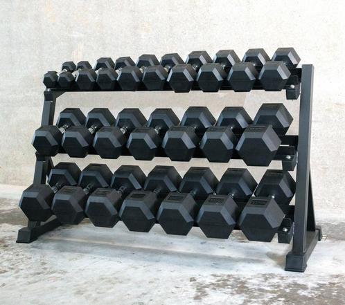 NIEUW! Hex Dumbbells 2,5 t/m 30kg + Rek €1100 incl. BTW, Sport en Fitness, Fitnessmaterialen, Nieuw, Dumbbell, Armen, Benen, Borst
