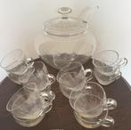 Vintage glazen punchset / bowlset – helaas nog 6 glazen, Ophalen