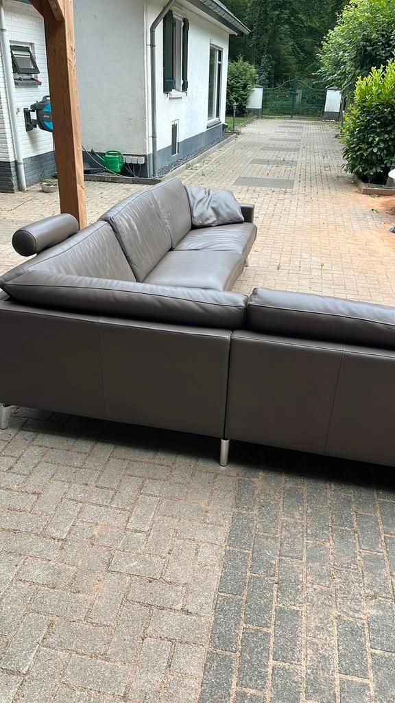 Leolux Antonia Royale, design hoekbank, walnut,, Huis en Inrichting, Banken | Complete zithoeken, Zo goed als nieuw, Leer, Ophalen