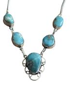 Handgemaakte Larimar Edelsteen Ketting, Sieraden, Tassen en Uiterlijk, Blauw, Nieuw, Ophalen of Verzenden, Steen of Mineraal